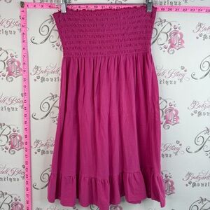 Wet Seal strapless dress ruffle hem Hot Pink Strapless Smocked Sundress